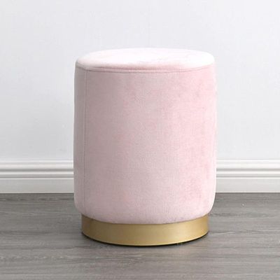 Maple Home Modern Round Ottoman Accent multifunctional Gold Plating Base Velvet Upholstered Footrest Mushroom Stool Soft Padded Seat Vanity Chairs Make-up Living Room Bedroom Patio Furniture