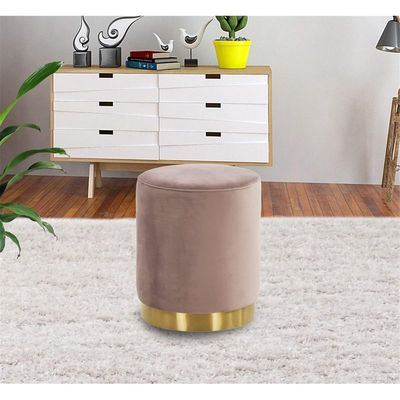 Maple Home Modern Round Ottoman Accent multifunctional Gold Plating Base Velvet Upholstered Footrest Mushroom Stool Soft Padded Seat Vanity Chairs Make-up Living Room Bedroom Patio Furniture
