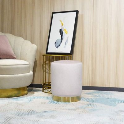 Maple Home Modern Round Ottoman Accent multifunctional Gold Plating Base Velvet Upholstered Footrest Mushroom Stool Soft Padded Seat Vanity Chairs Make-up Living Room Bedroom Patio Furniture