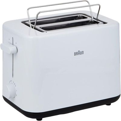 Braun Breakfast - Toaster HT 1010 WH, 2 slots, 8 Browning settings, Bun warmer, 900 Watts, White.