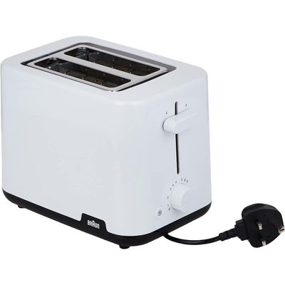 Braun Breakfast - Toaster HT 1010 WH, 2 slots, 8 Browning settings, Bun warmer, 900 Watts, White.