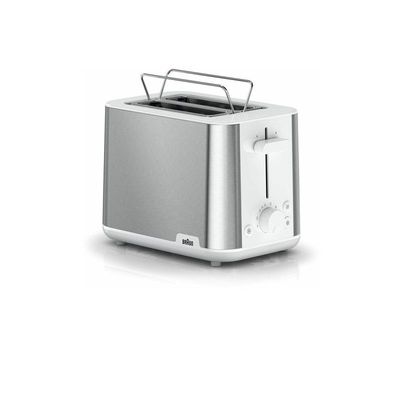 Braun Household Braun 2-slot Stainless Steel PurShine Toaster, Auto Off, 900 Watts, 8 Browning Settings, 4 Way Protection, Bun Warmer, Intelligent heat control, HT 1510 Silver