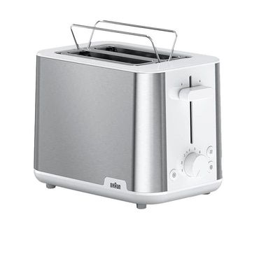 Braun Household Braun 2-slot Stainless Steel PurShine Toaster, Auto Off, 900 Watts, 8 Browning Settings, 4 Way Protection, Bun Warmer, Intelligent heat control, HT 1510 Silver