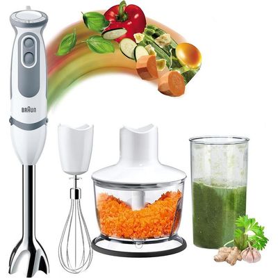 Braun Household MultiQuick 5 Hand Blender, PowerBell Plus Technology, Splash Control, 21 speed, Whisk, Ergonomic Shape, Comfortable Soft Grip, 1000 Watts, 500 ml Chopper - MQ 5235