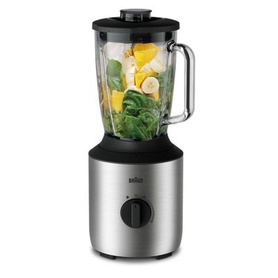 Braun Household PowerBlend Jug Blender 800W, 1.5L capacity, TriAction Technology, 2 Mills Chopper and Grinder, Stainless steel blades, Silent Blending, Varible and Pulse Function - JB 3273 Metal