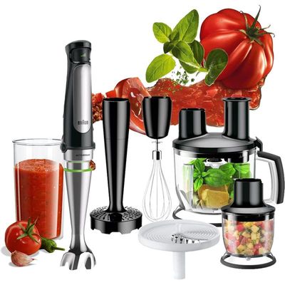 Braun Hand Blender MultiQuick 7 1000W with 600ml BPA-free Beaker, 1.5L Food Processor, 350ml Chopper, Puree/Masher, Whisk, Easy SmartSpeed, SplashControl & PowerBell Plus Technology MQ 7087X Black