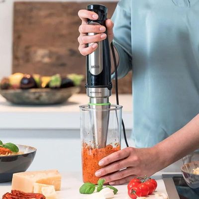 Braun Hand Blender MultiQuick 7 1000W with 600ml BPA-free Beaker, 1.5L Food Processor, 350ml Chopper, Puree/Masher, Whisk, Easy SmartSpeed, SplashControl & PowerBell Plus Technology MQ 7087X Black