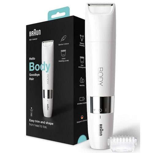 Braun BS 1000, Body Mini Trimmer Wet & Dry with trimming comb, White