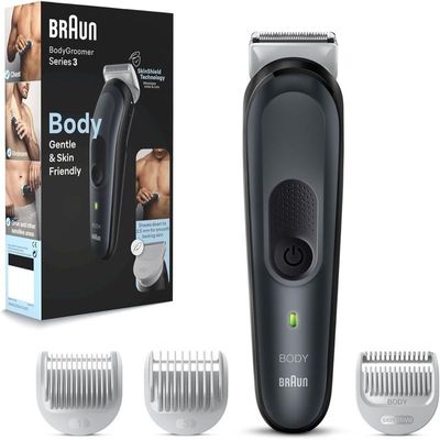 Braun BG 3340 Body Groomer 3 Full Body with SkinShield Technology & 3 Tools, Full Body Grooming From Chest, Armpits to Legs and Groin