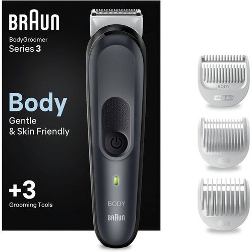 Braun BG 3340 Body Groomer 3 Full Body with SkinShield Technology & 3 Tools, Full Body Grooming From Chest, Armpits to Legs and Groin
