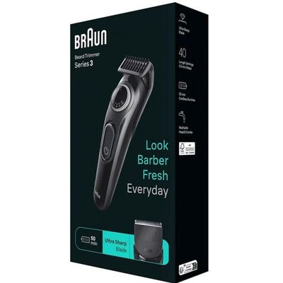 Braun BT 3410 Beard Trimmer 3 With Precision Wheel, 3 Styling tools, 50 mins Runtime. Ultra Sharp Blade, Ultimate Precision at Home, Look Barber Fresh Everyday