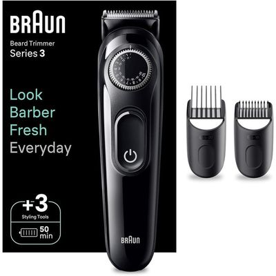 Braun BT 3410 Beard Trimmer 3 With Precision Wheel, 3 Styling tools, 50 mins Runtime. Ultra Sharp Blade, Ultimate Precision at Home, Look Barber Fresh Everyday