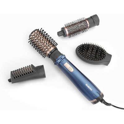 BaByliss Air Styler Pro 1000| 38mm Thermal Brush With 2,2m Swivel Cord | Rotating 50mm Soft Bristle Brush With 2 Heats Plus A Cool Setting lightweight Design & Salon-quality Results| AS965SDE(Blue)