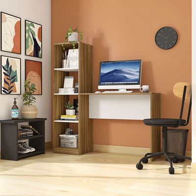 Mesa Office Table and Tower in Oak White