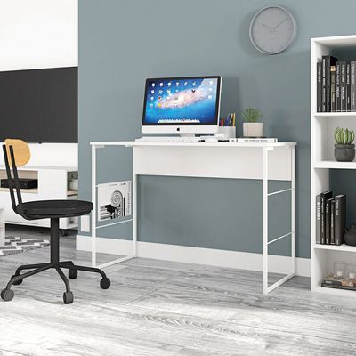 Mesa Fabrick Modern Lifestyle Study Desk White-Contemporary Study Table with Sleek Design-Ideal for Home Office, Students, or Workspaces-Durable Construction with Spacious Work Surface-Minimalist Style Desk for Modern Interiors