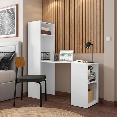 Multipurpose Cabinet with Desk Modern White Finish