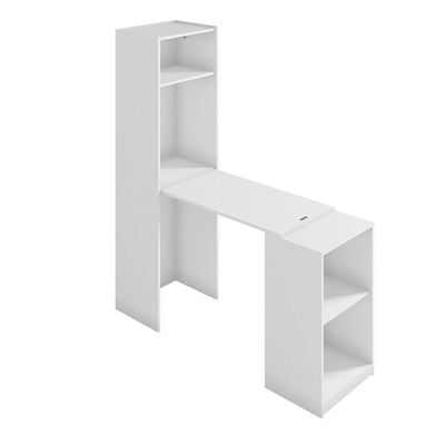 Multipurpose Cabinet with Desk Modern White Finish