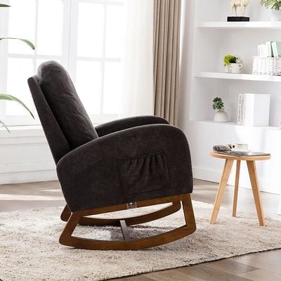 Wooden Glider Rocking Chair (Grey)
