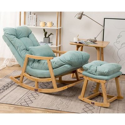 Wooden Rocking Chair Colonial and Traditional Super Comfortable Cushion And With Footrest (Natural Polish)
