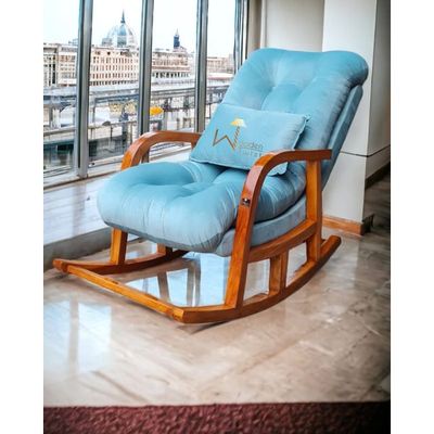 Rocking Chair Colonial and Traditional Super Comfortable Cushion Chair (Natural Polish)
