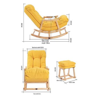 Rocking Chair Colonial and Traditional Super Comfortable Cushion And With Footrest (Natural Polish)