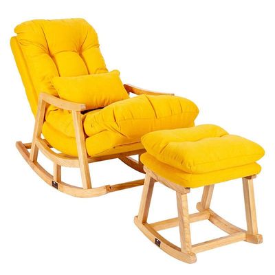 Rocking Chair Colonial and Traditional Super Comfortable Cushion And With Footrest (Natural Polish)