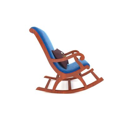 Wooden Rocking Chair with Cushion Back (Blue, Honey Finish)
