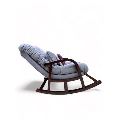 Wooden Twist Fleecy Handmade With Comfortable Cushion Backrest Rocking Chair ( Walnut Finish )