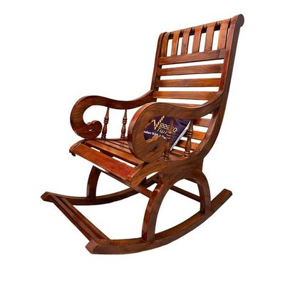 Wooden Twist Lurch Handmade Teak Wood Honey Finish Rocking Chair