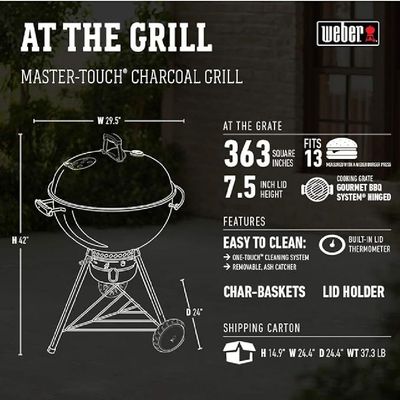 Weber 22 Inch Master-Touch Charcoal Grill Ocean Blue