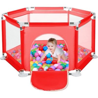 HOCC Six Plate Activity Plapen for Baby Red Color( Without Ocean ball)