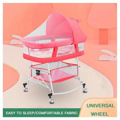 3-in-1 Portable Baby Sleeper Rocking Cradle Bed Pink