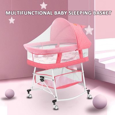 3-in-1 Portable Baby Sleeper Rocking Cradle Bed Pink