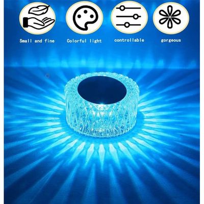 Portable Crystal Led Table Lamp, 3-Levels Brightness Desk Lamp, 16 Color Touch Control Rechargeable Lamp, Night Light, Bedside Lamp,Dining Room Lamp (16 Color Rechargeable)