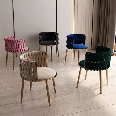 Maple Home  Velvet Chairs Modern Dining Armchairs Living Room Furniture Leisure Chairs With Golden Metal Leg