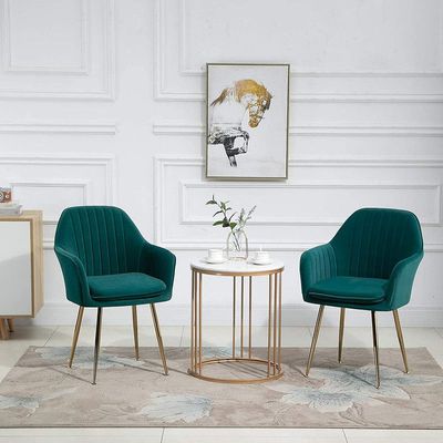 Maple Home Modern Accent Arm Chairs Living Dining Room Velvet Mid-Century Upholstered Seat Golden Legs