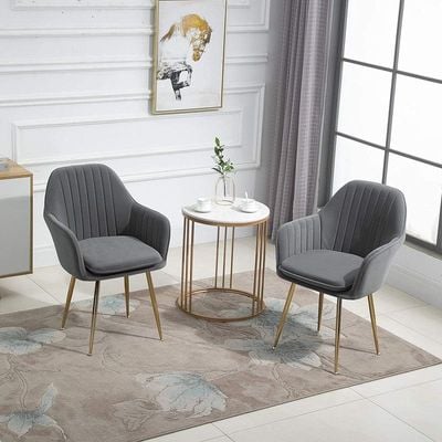 Maple Home Modern Accent Arm Chairs Living Dining Room Velvet Mid-Century Upholstered Seat Golden Legs