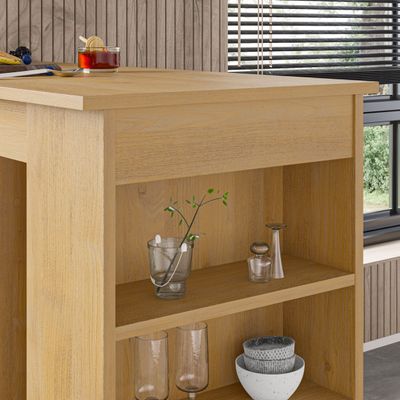 Swallow Bar Table With Storage - Oak/Oak - 2 Years Warranty