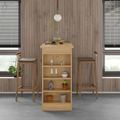 Mourah Swallow Bar Table With Storage - Oak/Oak - 2 Years Warranty