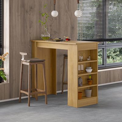 Mourah Swallow Bar Table With Storage - Oak/Oak - 2 Years Warranty