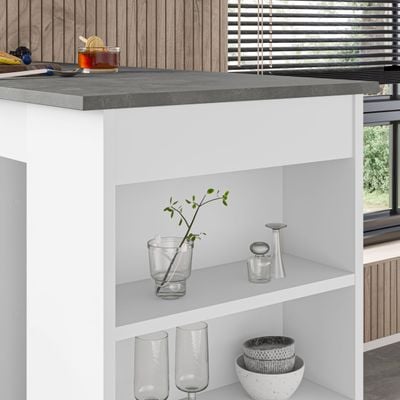 Swallow Bar Table With Storage - Retro Grey/White - 2 Years Warranty