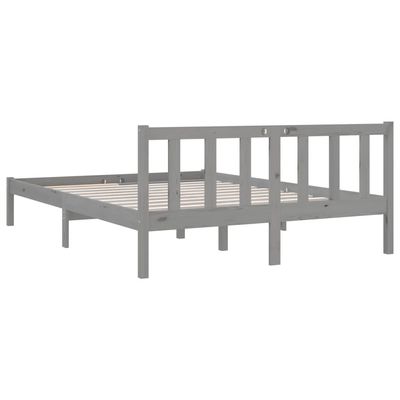 Bed Frame Grey Solid Pinewood 120x200 cm