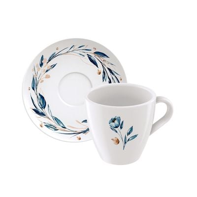 Tramontina Ana Flor 200ml Decorated Porcelain Tea Cup and Saucer Set