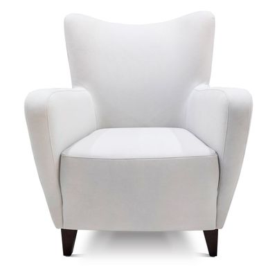 Tom 1- Seater Fabric Accent Chair - Off white With wooden leg - size 82W x 96D x 101H