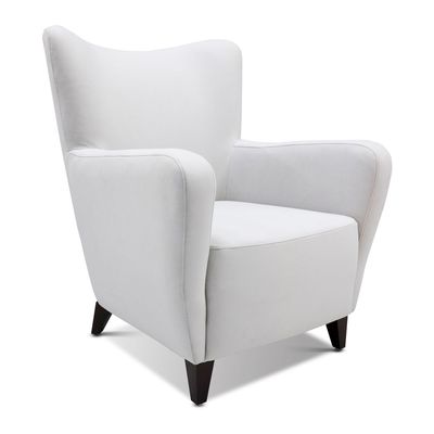 Tom 1- Seater Fabric Accent Chair - Off white With wooden leg - size 82W x 96D x 101H