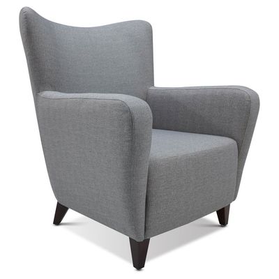 Tom 1- Seater Fabric Accent Chair - Dark Grey - With wooden leg - size 82W x 96D x 101H