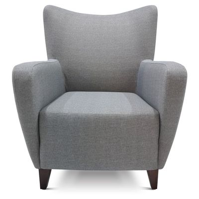 Tom 1- Seater Fabric Accent Chair - Dark Grey - With wooden leg - size 82W x 96D x 101H