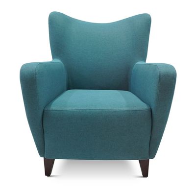 Tom 1- Seater Fabric Accent Chair - Dark Blue - With wooden leg - size 82W x 96D x 101H