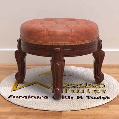 Foot Stool Round Ottoman Mid Century Foot Rest Cushion for Living Room