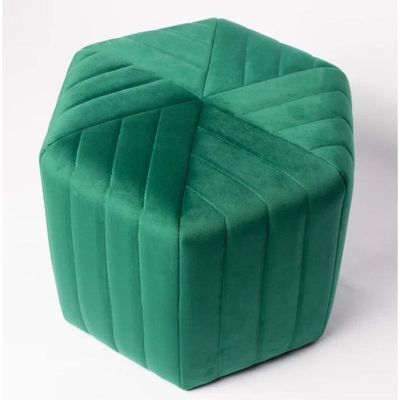 Wooden Twist Lucid Hexagonal Shape Solid Wood Pouf Ottoman Stool